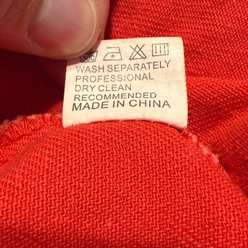 Red Button-Front Frayed Hem Jacket - Picture 3 of 3